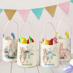 Personalizada Floral Cruz Peter Rabbit Orejas Cesta con Nombre Fiesta de Pascua Huevos de Caza Cumpleaños Regalo para Niños Niñas