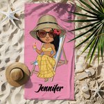 Personalized Cartoon Swimwear Character Quick Dry Oversized Beach Towel with Name Summer Essential Birthday Gift for Family