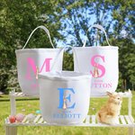 Personalized Cute Peter Rabbit Canvas Basket with Name and Handle Easter Eggs Hunting Birthday Party Favors Gift for Kids