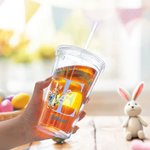 Personlig søt kanin med blomsterinitialer 16 oz navn akrylglass med sugerør og lokk Happy Easter Party Bursdagsgave til gutter jenter