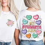 Personalized Apple Heart Candy Shape Daily Motivation T-shirt Sweatshirt with Name Appreciation Teacher's Day Gift for Teacher School Staff