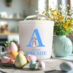 Personalized Cute Peter Rabbit Canvas Basket with Name and Handle Easter Eggs Hunting Birthday Party Favors Gift for Kids