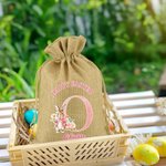 Personalisierte niedlichen Hasen floralen anfänglichen Ostern Sackleinen Geschenkbeutel mit Namen Ostern Urlaub Party Favors Geschenk für Jungen Mädchen