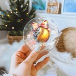 Personalized Disco Coquette Bow Basketball Baseball Softball Acrylic Ornament with Name Year Christmas Tree Decor Gift for Girls Sports Lover