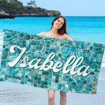 Personalisierte Schwimmbad Hintergrund Name schnell trocknen überdimensioniert Mikrofaser Strandtuch Sommer Reise wesentlich Urlaub Geburtstag Geschenk für Familie Freunde