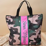 Personalisierte Camouflage rosa und grün Sorority große Tragetasche mit Namen Reisezubehör Geburtstag Geschenk für Schwestern Freunde