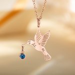 Personalisierte zierliche Kolibri Halskette mit Birthstone Vogel Schmuck Geburtstag Jahrestag Muttertag Geschenk für Frauen