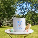 Personalized Cute Peter Rabbit Canvas Basket with Name and Handle Easter Eggs Hunting Birthday Party Favors Gift for Kids