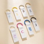 Personalized Multicolor Embroidered Initial Tag Elastic Ring Keychain Birthday Backpack Decoration Holiday Gift for Kids Family Friends