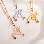 Personalisierte zierliche Kolibri Halskette mit Birthstone Vogel Schmuck Geburtstag Jahrestag Muttertag Geschenk für Frauen