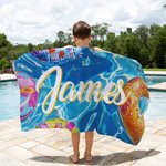 Personalisierte Schwimmbad Hintergrund Name schnell trocknen überdimensioniert Mikrofaser Strandtuch Sommer Reise wesentlich Urlaub Geburtstag Geschenk für Familie Freunde