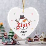 Gepersonaliseerd Schattig Beeldverhaal Alfabet Ontwerp Hart-Vormig Kerstmis Ceramisch Ornament met Naam Jaar Kerstmis Geschenk voor Vriend van het Kind