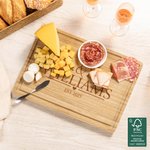 Personalized Mr & Mrs Engraved Name Date FSC Bamboo Charcuterie Cutting Board with Juice Groove Housewarming Wedding Gift for Family Couple