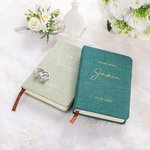 Gepersonaliseerd canvas linnen kaft A6 128 pagina's gelofte boek met naam en datum set van 2 huwelijksceremonie verloving cadeau voor bruid bruidegom echtpaar
