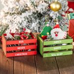 Boite à Bonbons en Bois Rouge Vert Personnalisée avec Texte Décoration de Table Cadeau d'Anniversaire Noël Famille Enfants