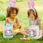 Personalisierte niedliche Kaninchen Küken Blumen Hasenohren Design Korb Tasche mit Namen Ostereierjagd Party Favors Geschenk für Jungen Mädchen