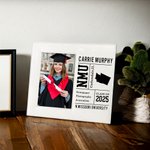 Personalized Graduation Leather Photo Frame with School inforamtion and Map Graduation Memorial Gift for Class of 2025 Graduates