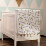 Personlig søt kanin mykt kaste teppe med navn Baby shower mottaksgave til nyfødt