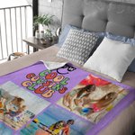 Couverture Personnalisée Sunglass Cool Cousins Club 5-8 Photo Collages avec Année Multicolore Décoration Maison Réunion de Famille Cadeau de Noël pour les Enfants