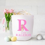 Personalized Cute Peter Rabbit Canvas Basket with Name and Handle Easter Eggs Hunting Birthday Party Favors Gift for Kids