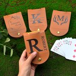 Personalized Minimalism Initial Name Portable Leather Cribbage Board Game Set with 4 Pegs Travel Camping Accessory Birthday Gift for Family