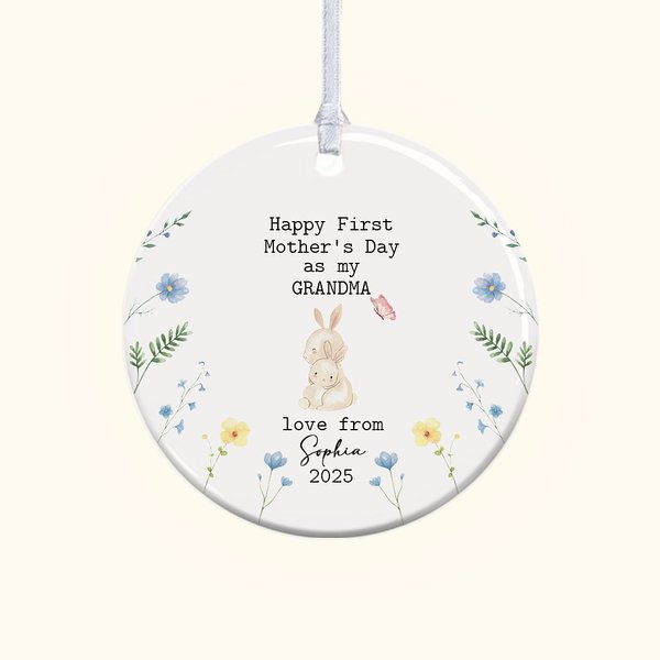 Personalised Happy First Mother's Day Cute Animal Ceramic Ornament with Name and Year Mother's Day Gift for Woman