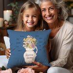 Personalised Multi-colour 1-12 Birth Flowers Pillow Cover with Names Housewarming Mother's Day Gift for Mom Grandma