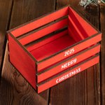 Boite à Bonbons en Bois Rouge Vert Personnalisée avec Texte Décoration de Table Cadeau d'Anniversaire Noël Famille Enfants