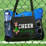 Personalised Cartoon Cheerleading Girl Character Design Large Oxford Tote Bag with Name  Graduation Birthday Gift for Cheerleaders Girls