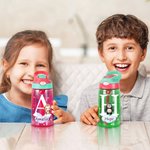 Botella de agua personalizada de 475 ml anticaídas y a prueba de fugas con popote de silicona animales y nombre regalo de cumpleaños para niños