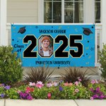 Personalisierte Congrats Grad Cap Multicolor Klasse von 2025 Banner mit Foto und Name Party Dekoration Graduierung Geschenk für Absolventen Freunde