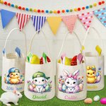 Personalisierte niedliche Kaninchen Küken Blumen Hasenohren Design Korb Tasche mit Namen Ostereierjagd Party Favors Geschenk für Jungen Mädchen