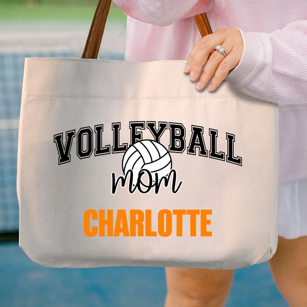 Personalizzato palla sport mamma tela grande Tote Bag con nome regalo per la festa della mamma per le donne