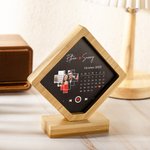 Personalized Rhombic Wooden Magnetic Music Player Design Photo Frame with Name and Base Anniversary Birthday Gift for Couples Family