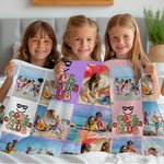 Couverture Personnalisée Sunglass Cool Cousins Club 5-8 Photo Collages avec Année Multicolore Décoration Maison Réunion de Famille Cadeau de Noël pour les Enfants