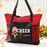 Personalised Cartoon Cheerleading Girl Character Design Large Oxford Tote Bag with Name  Graduation Birthday Gift for Cheerleaders Girls