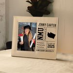 Personalized Graduation Leather Photo Frame with School inforamtion and Map Graduation Memorial Gift for Class of 2025 Graduates