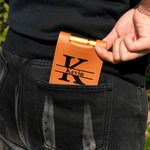 Personalized Minimalism Initial Name Portable Leather Cribbage Board Game Set with 4 Pegs Travel Camping Accessory Birthday Gift for Family