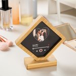 Personalized Rhombic Wooden Magnetic Music Player Design Photo Frame with Name and Base Anniversary Birthday Gift for Couples Family