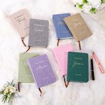 Gepersonaliseerd canvas linnen kaft A6 128 pagina's gelofte boek met naam en datum set van 2 huwelijksceremonie verloving cadeau voor bruid bruidegom echtpaar