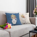Personalised Multi-colour 1-12 Birth Flowers Pillow Cover with Names Housewarming Mother's Day Gift for Mom Grandma