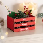 Boite à Bonbons en Bois Rouge Vert Personnalisée avec Texte Décoration de Table Cadeau d'Anniversaire Noël Famille Enfants