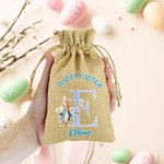 Personalisierte niedlichen Hasen floralen anfänglichen Ostern Sackleinen Geschenkbeutel mit Namen Ostern Urlaub Party Favors Geschenk für Jungen Mädchen