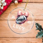 Personalized Disco Coquette Bow Basketball Baseball Softball Acrylic Ornament with Name Year Christmas Tree Decor Gift for Girls Sports Lover