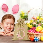 Personalisierte niedlichen Hasen floralen anfänglichen Ostern Sackleinen Geschenkbeutel mit Namen Ostern Urlaub Party Favors Geschenk für Jungen Mädchen