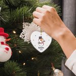 Gepersonaliseerd Schattig Beeldverhaal Alfabet Ontwerp Hart-Vormig Kerstmis Ceramisch Ornament met Naam Jaar Kerstmis Geschenk voor Vriend van het Kind