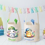Personalisierte niedliche Kaninchen Küken Blumen Hasenohren Design Korb Tasche mit Namen Ostereierjagd Party Favors Geschenk für Jungen Mädchen