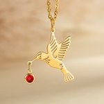 Personalisierte zierliche Kolibri Halskette mit Birthstone Vogel Schmuck Geburtstag Jahrestag Muttertag Geschenk für Frauen