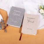 Gepersonaliseerd canvas linnen kaft A6 128 pagina's gelofte boek met naam en datum set van 2 huwelijksceremonie verloving cadeau voor bruid bruidegom echtpaar
