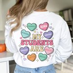 Personalized Apple Heart Candy Shape Daily Motivation T-shirt Sweatshirt with Name Appreciation Teacher's Day Gift for Teacher School Staff